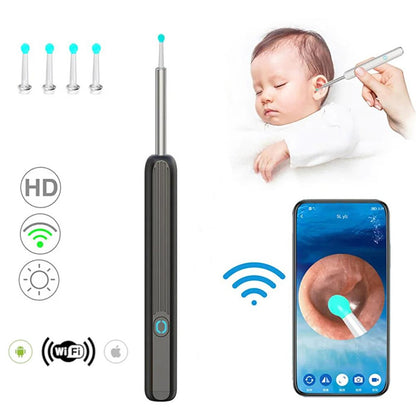 HD Kameralı Kulak Temizleme Cihazı – Wi‑Fi Otoskop ve Yumuşak Silikon Uç