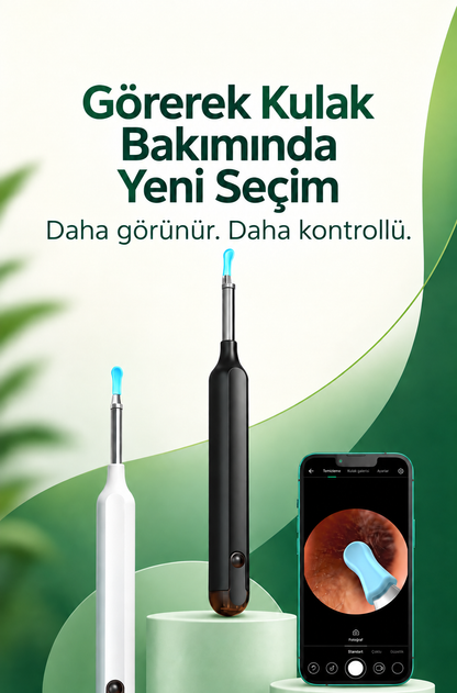 HD Kameralı Kulak Temizleme Cihazı – Wi‑Fi Otoskop ve Yumuşak Silikon Uç
