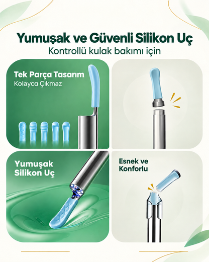 HD Kameralı Kulak Temizleme Cihazı – Wi‑Fi Otoskop ve Yumuşak Silikon Uç