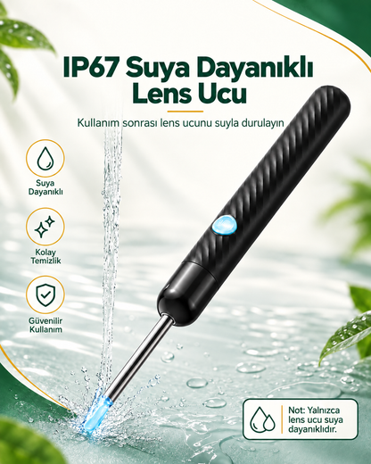 HD Kameralı Kulak Temizleme Cihazı – Wi‑Fi Otoskop ve Yumuşak Silikon Uç