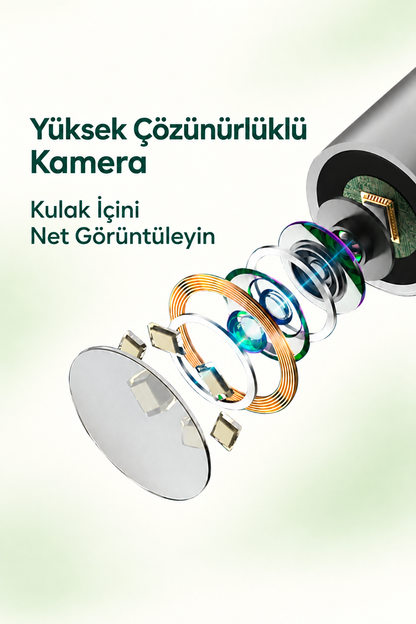 HD Kameralı Kulak Temizleme Cihazı – Wi‑Fi Otoskop ve Yumuşak Silikon Uç